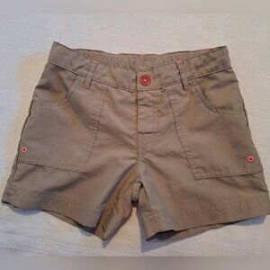 North Face girl's size Small or 7/8 Tan shorts, adjustable waist, VGUC
